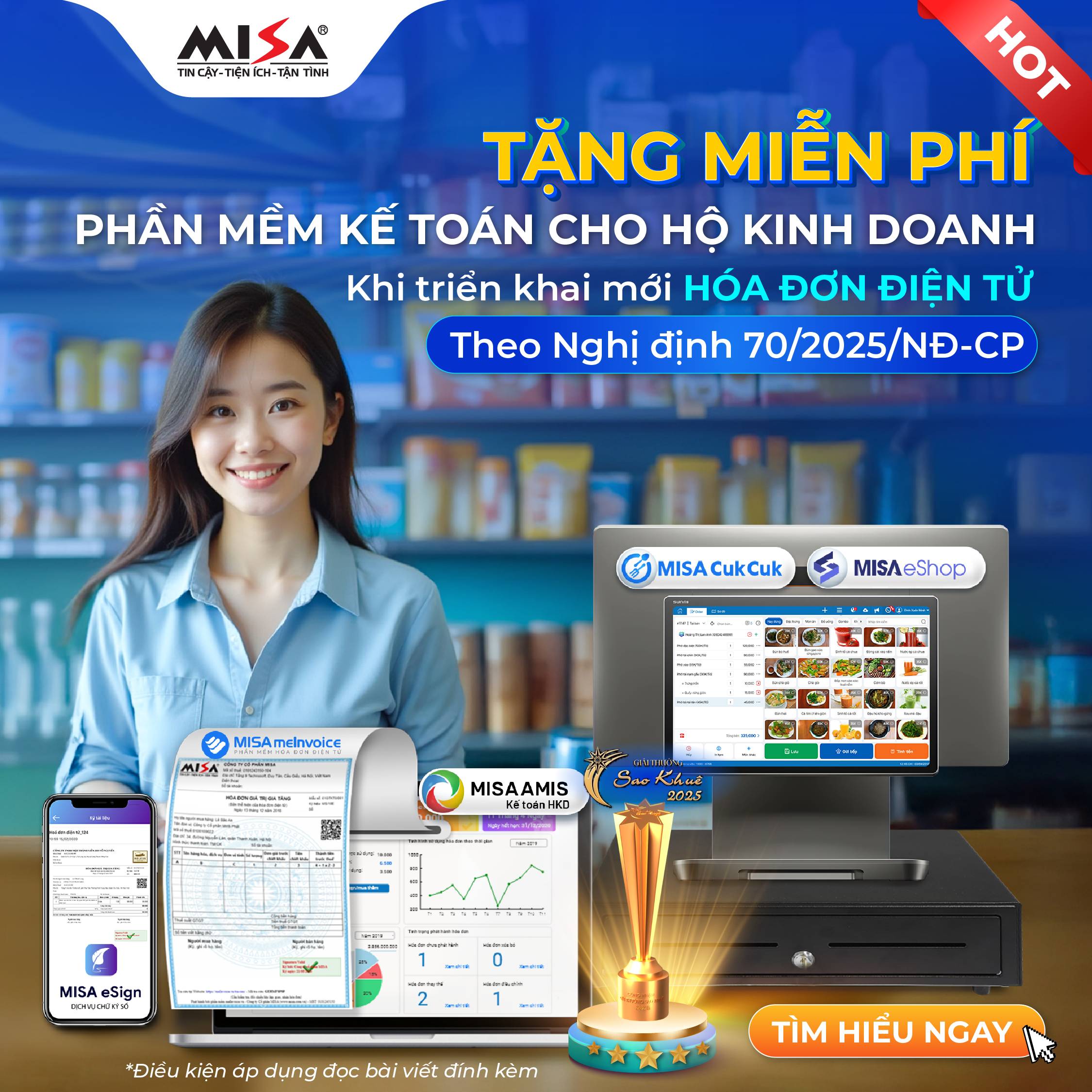 MISA tặng 6 tháng phần mềm kế toán cho Hộ kinh doanh khi triển khai mới hóa đơn điện tử khởi tạo từ máy tính tiền