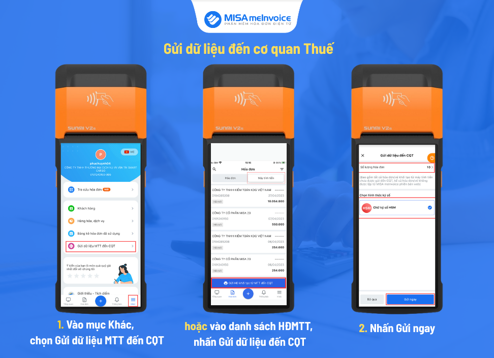 Hướng dẫn gửi dữ liệu đến cơ quan thuế