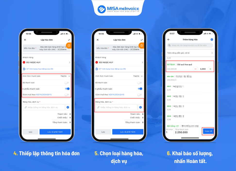 Hướng dẫn lập hóa đơn điện tử máy tính tiền ngay trên mobile, máy pos cầm tay