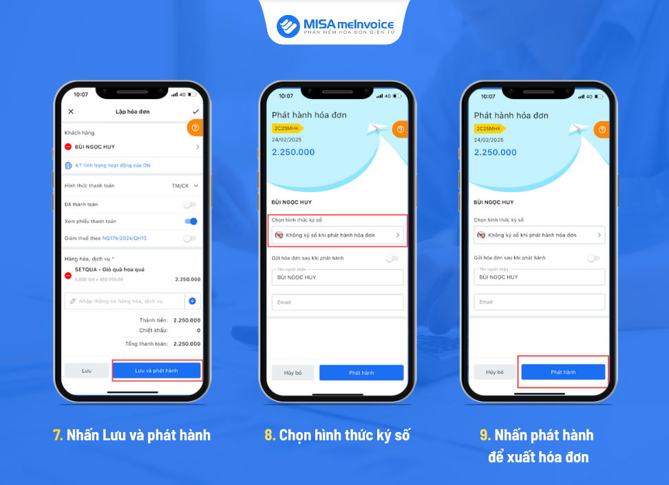 Hướng dẫn phát hành hóa đơn điện tử máy tính tiền ngay trên mobile, máy pos cầm tay