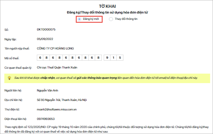 Lập tờ khai đăng ký sử dụng hóa đơn điện tử máy tính tiền với cơ quan Thuế