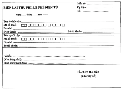 Biên lai phí, lệ phí