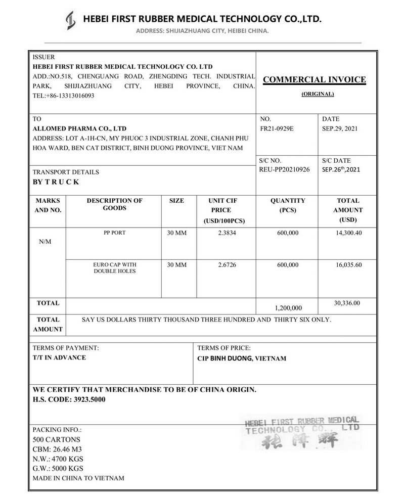 mẫu invoice