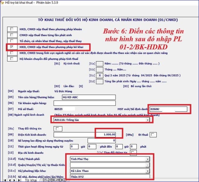 Hướng dẫn kê khai thuế hộ kinh doanh cá thể trên htkk