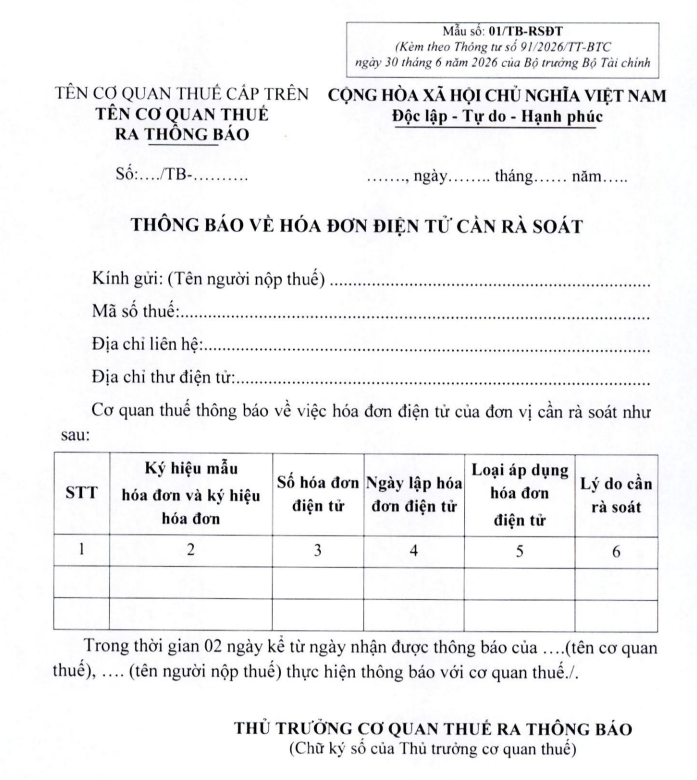mẫu 01/TB-RSDT