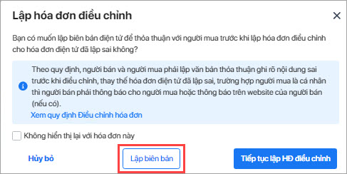 thông báo lập biên bản điều chỉnh