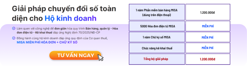 Giải pháp phần mềm cho Hộ kinh doanh MISA