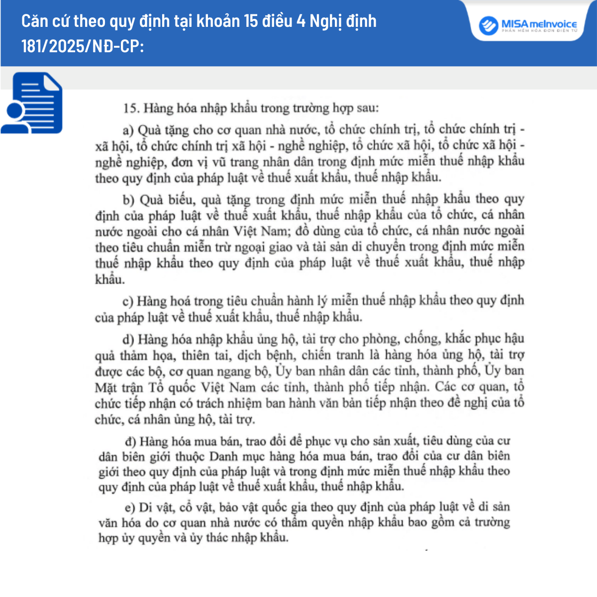 đối tượng không chịu thuế nghị định 181