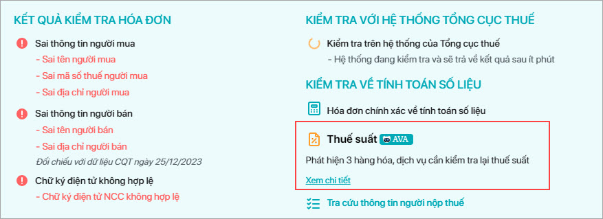 kiểm tra thuế suất