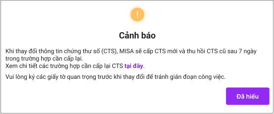 Cảnh báo thu hồi CTS cũ