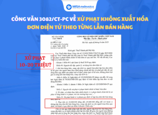 Công văn 3082/CT-PC về xử phạt không xuất hóa đơn điện tử theo từng lần bán hàng Công văn 3082/CT-PC về xử phạt không xuất hóa đơn điện tử theo từng lần bán hàng