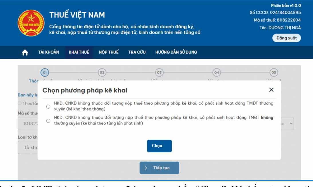 chọn phương pháp kê khai