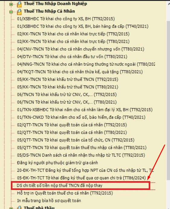 danh sách nộp tiền HTKK