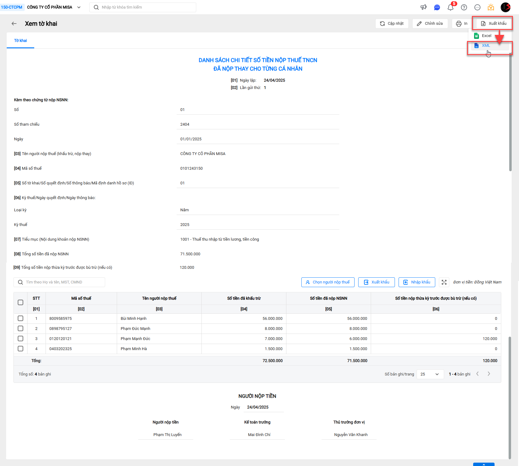 kết xuất XML