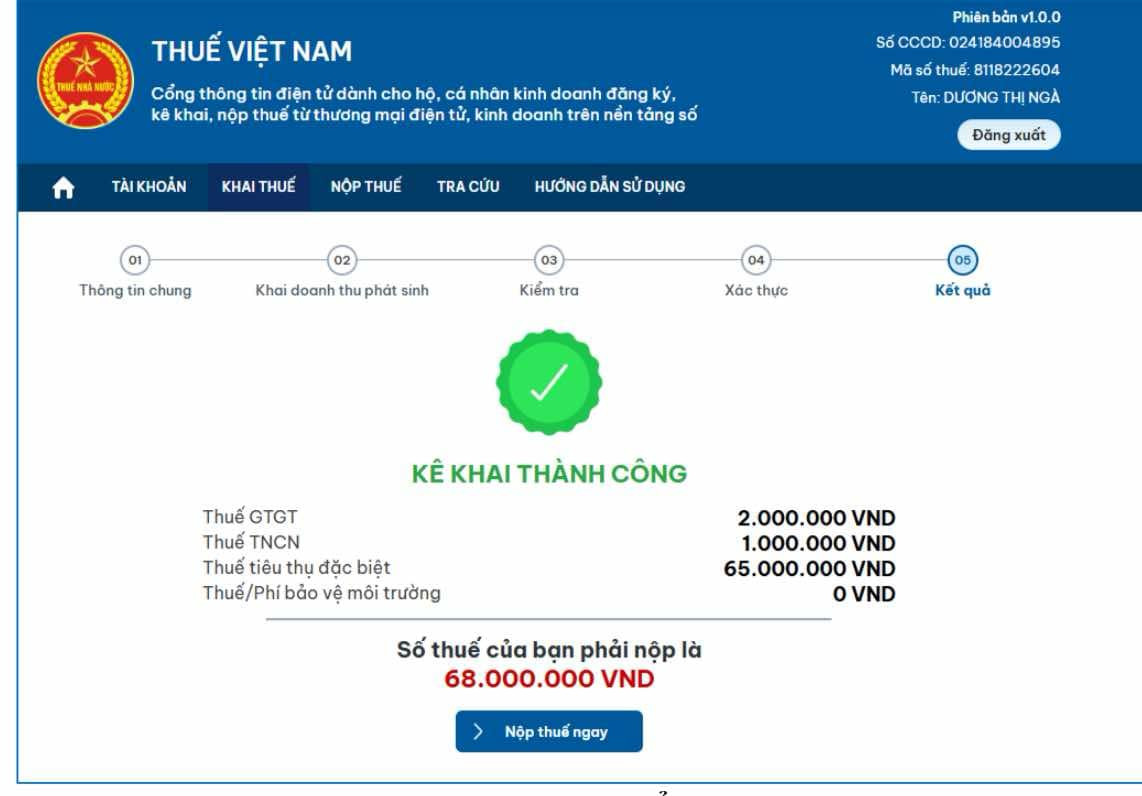 khai thuế thành công