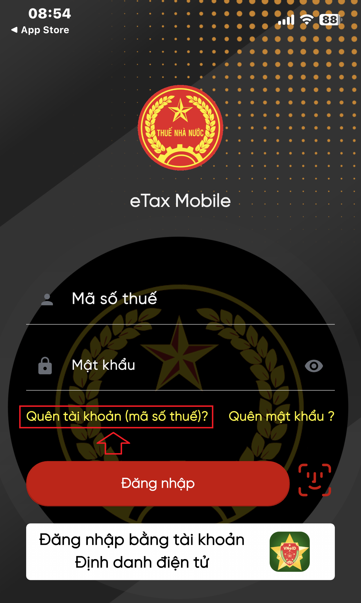 quên tài khoản