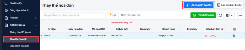 lập hóa đơn thay thế hóa đơn không có mã