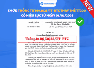 Thông tư 99/2025/TT-BTC thay thế Thông tư 200/2014/TT-BTC có hiệu lực từ ngày 01/01/2026 thông tư 99/2025/TT-BTC