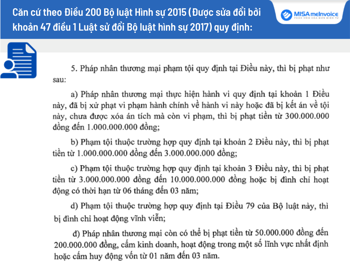trách nhiệm hình sự hóa đơn khống