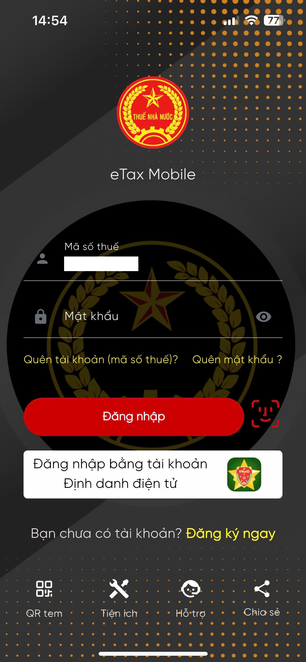 đăng nhập etax