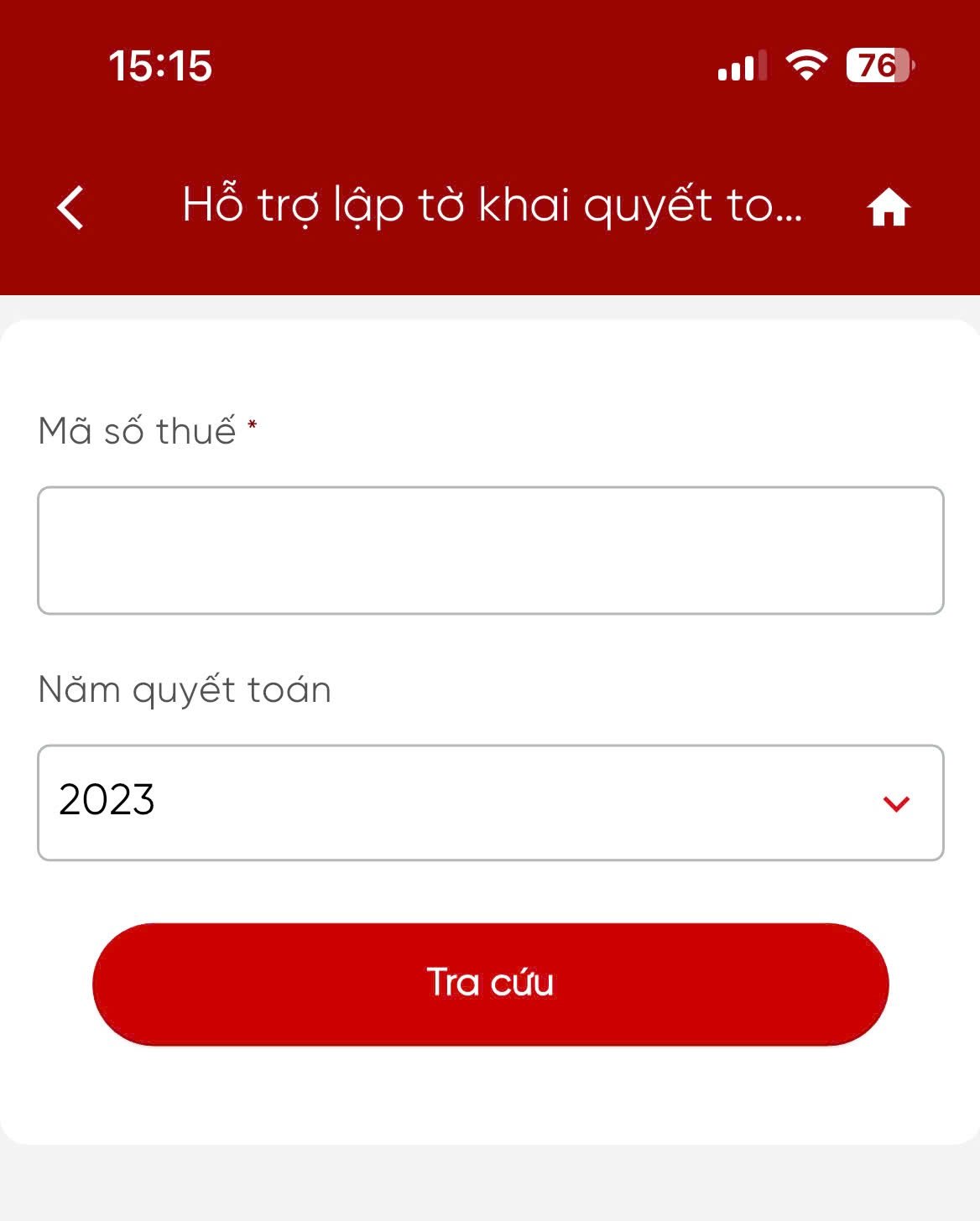 chọn năm quyết toán
