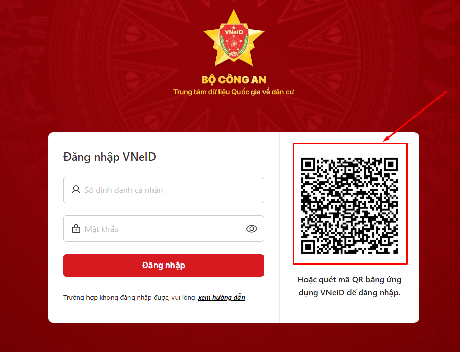 đăng nhập VNeID bằng QR code