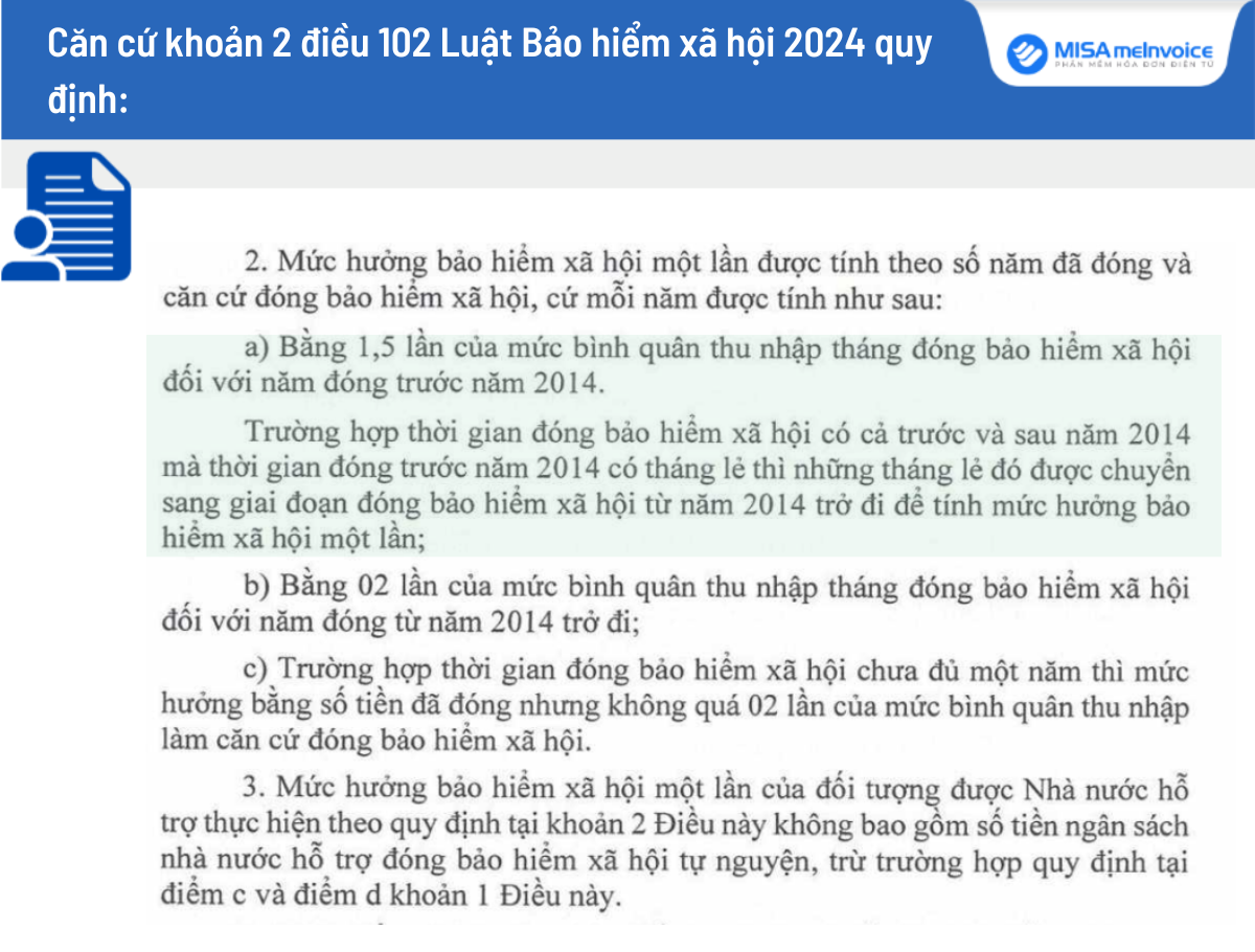 mức hưởng BHXH 1 lần