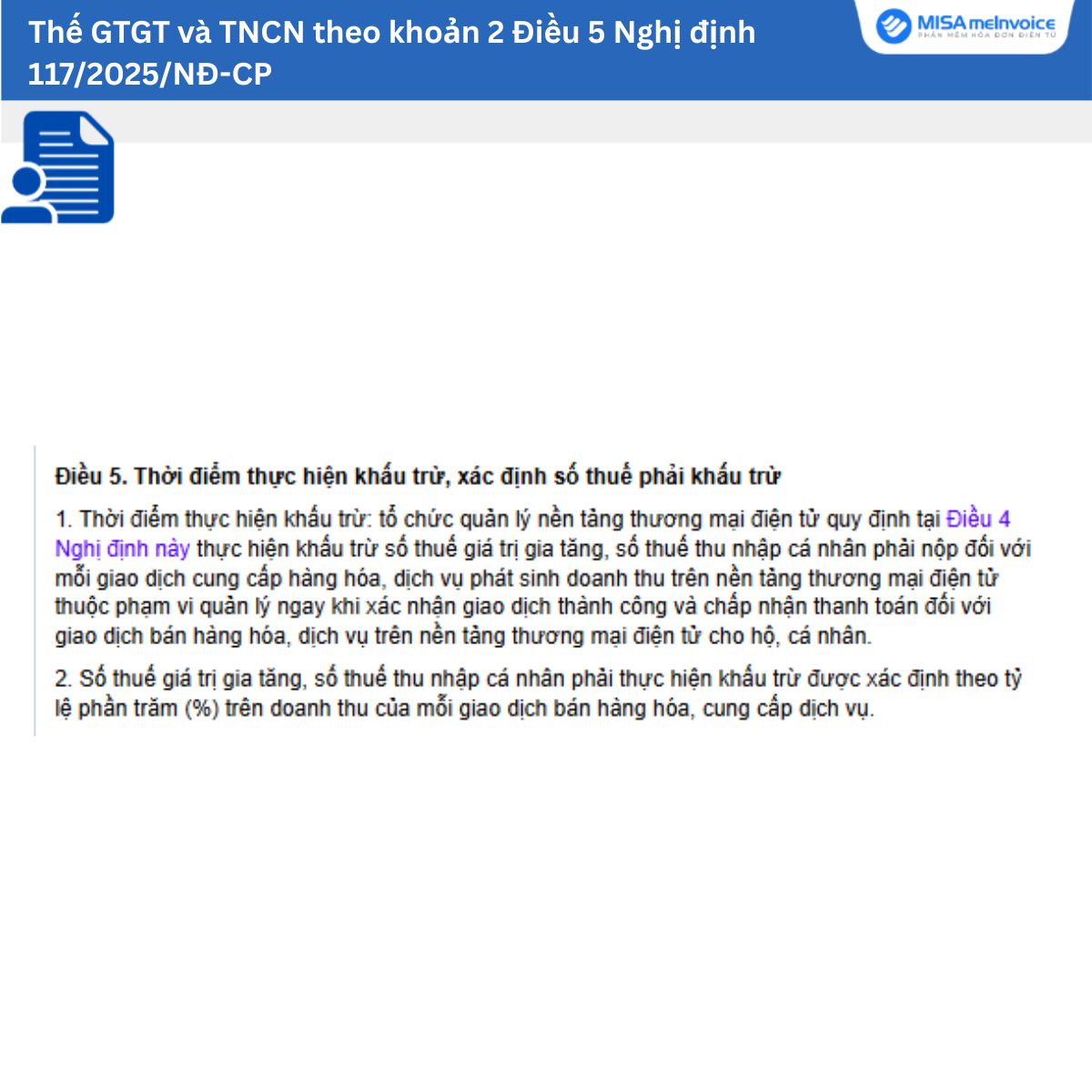 Thế GTGT và TNCN theo khoản 2 Điều 5 Nghị định 117/2025/NĐ-CP