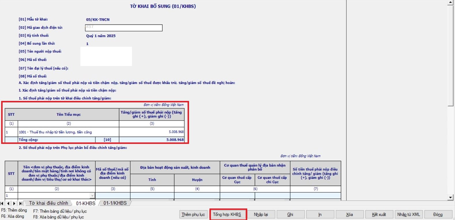 tổng hợp dữ liệu bổ sung