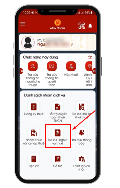 tra cứu nghĩa vụ thuế