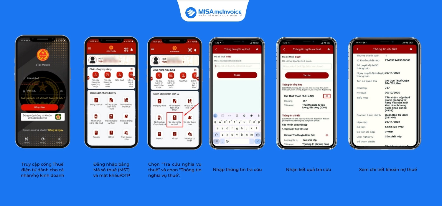 tra cứu nợ thuế HKD qua etax mobile