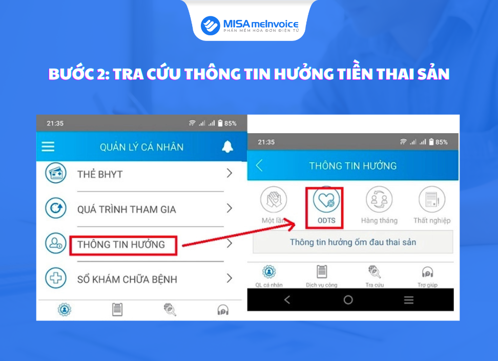 tra cứu thông tin tiền hưởng thai sản