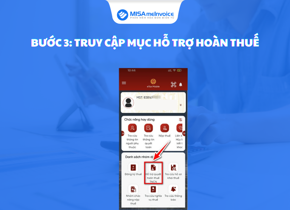 truy cập hoàn thuế