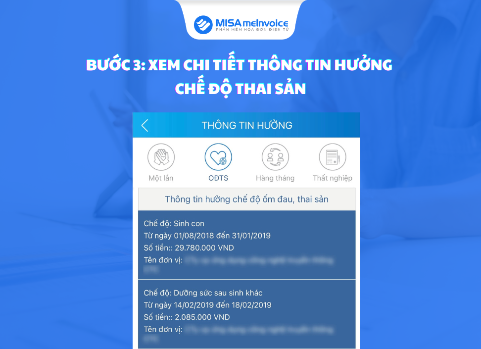 xem chi tiết thông tin hưởng thai sản