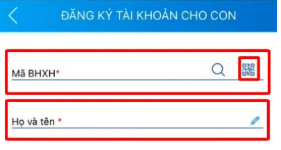 đăng ký tài khoản cho con