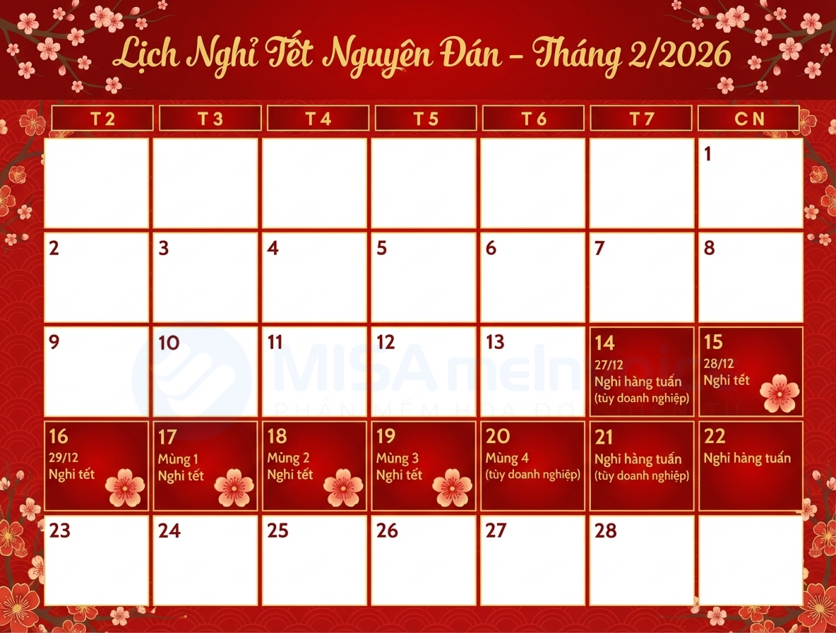 lịch nghỉ tết nguyên đán 2026