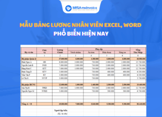 Mẫu bảng lương nhân viên excel, word phổ biến hiện nay