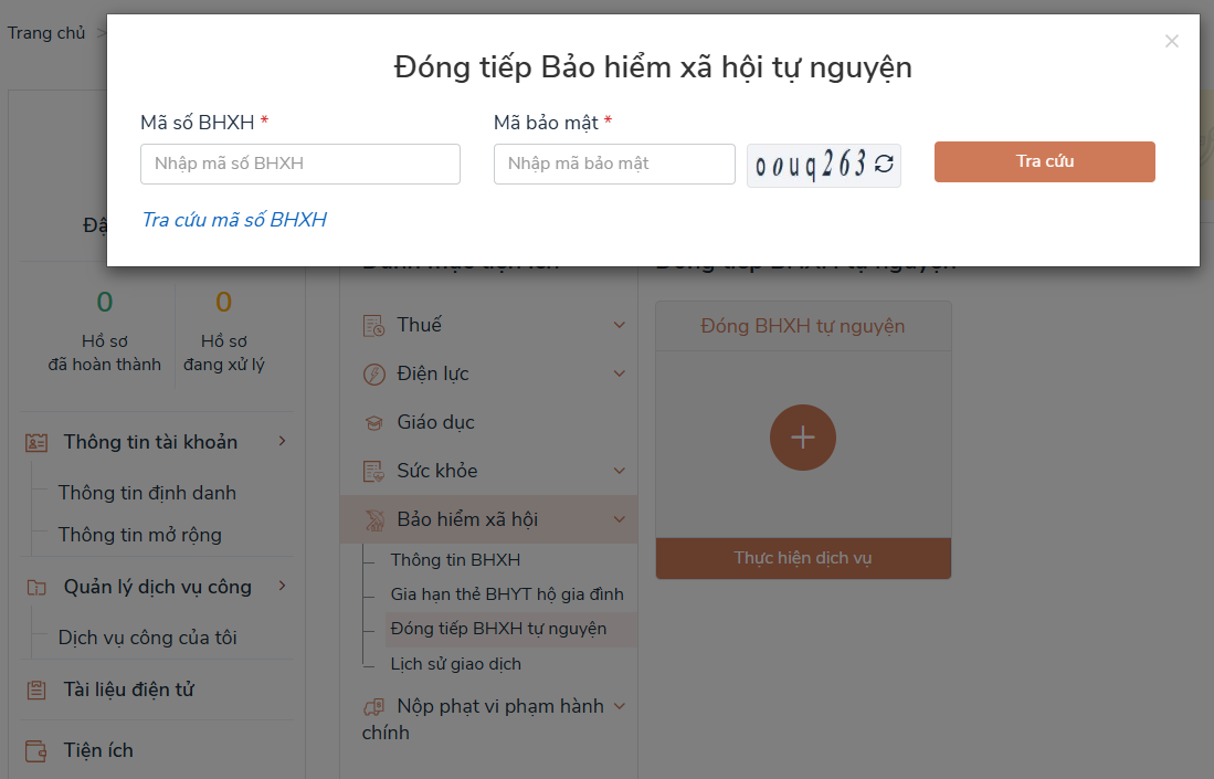 nhập mã số BHXH