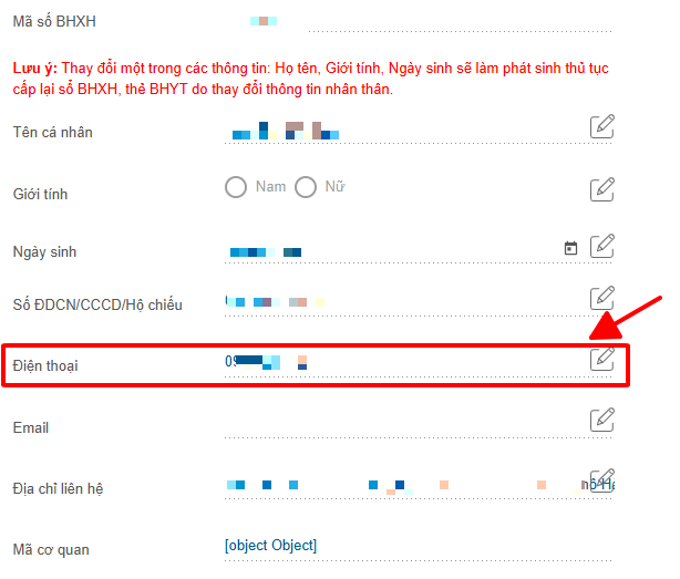 thay đổi số điện thoại