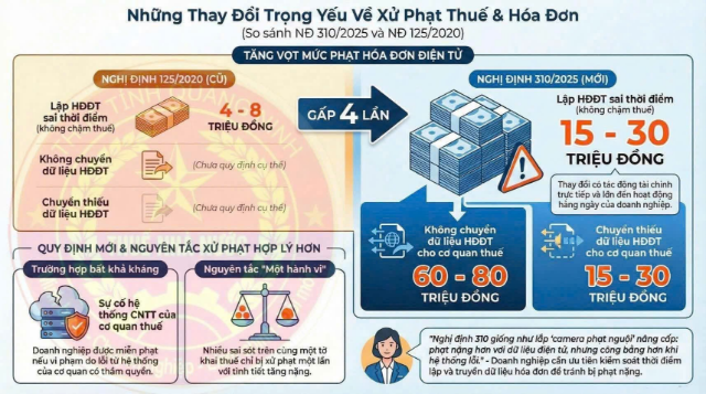thay đổi về mức xử phạt hóa đơn 2025