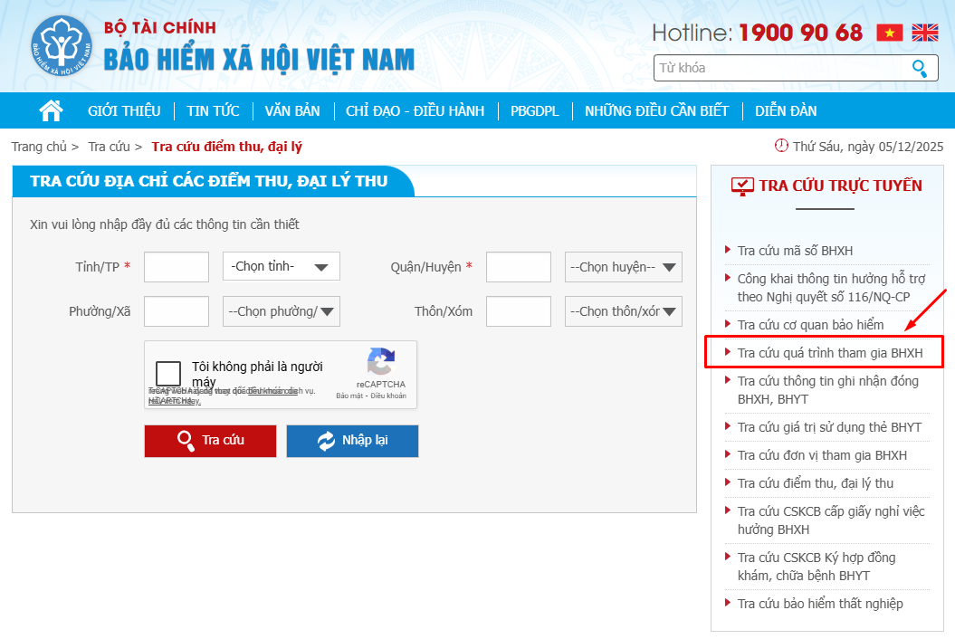 tra cứu quá trình tham gia BHXH