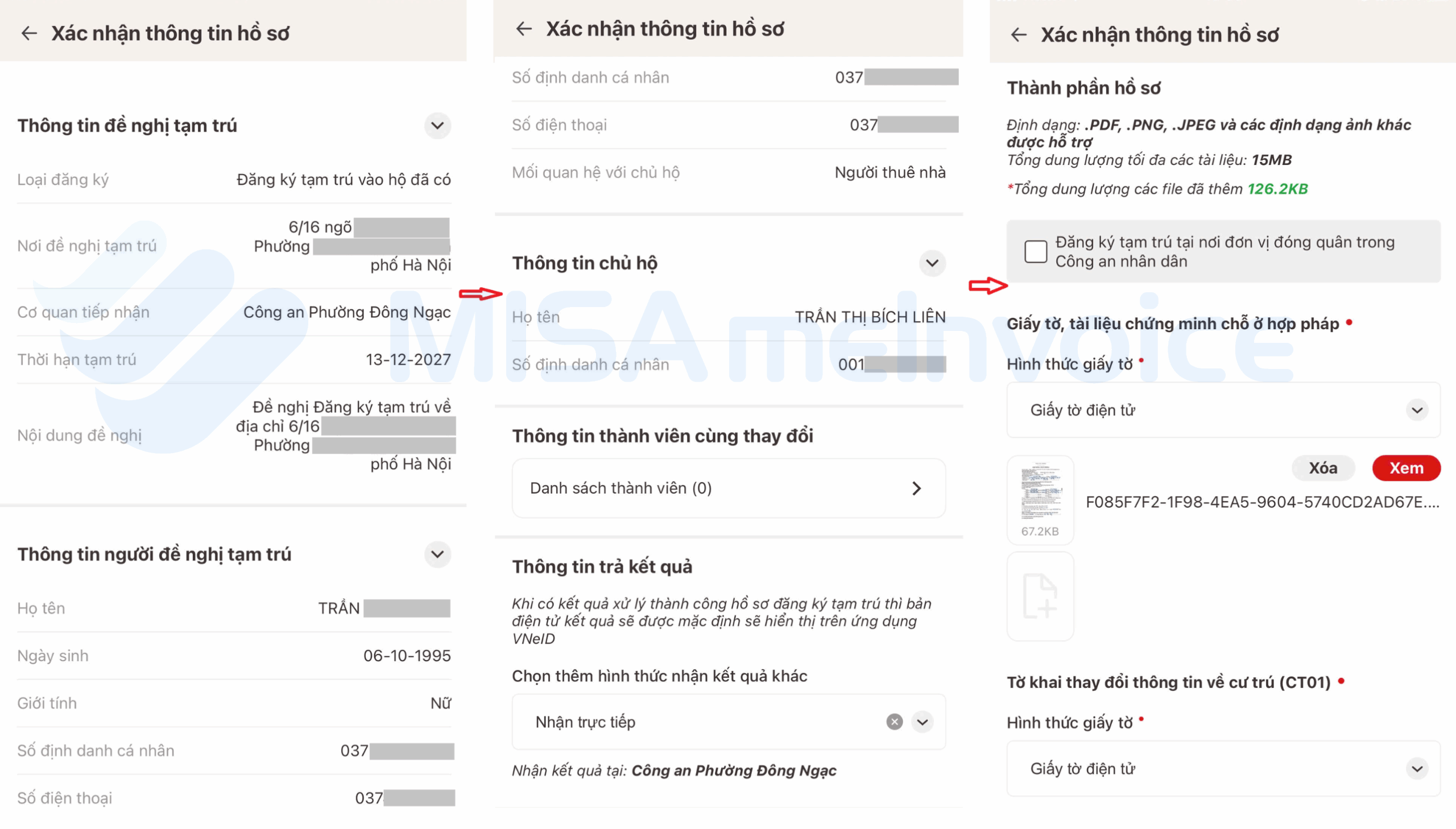 Xác nhận thông tin hồ sơ đăng ký tạm trú trên VNeID
