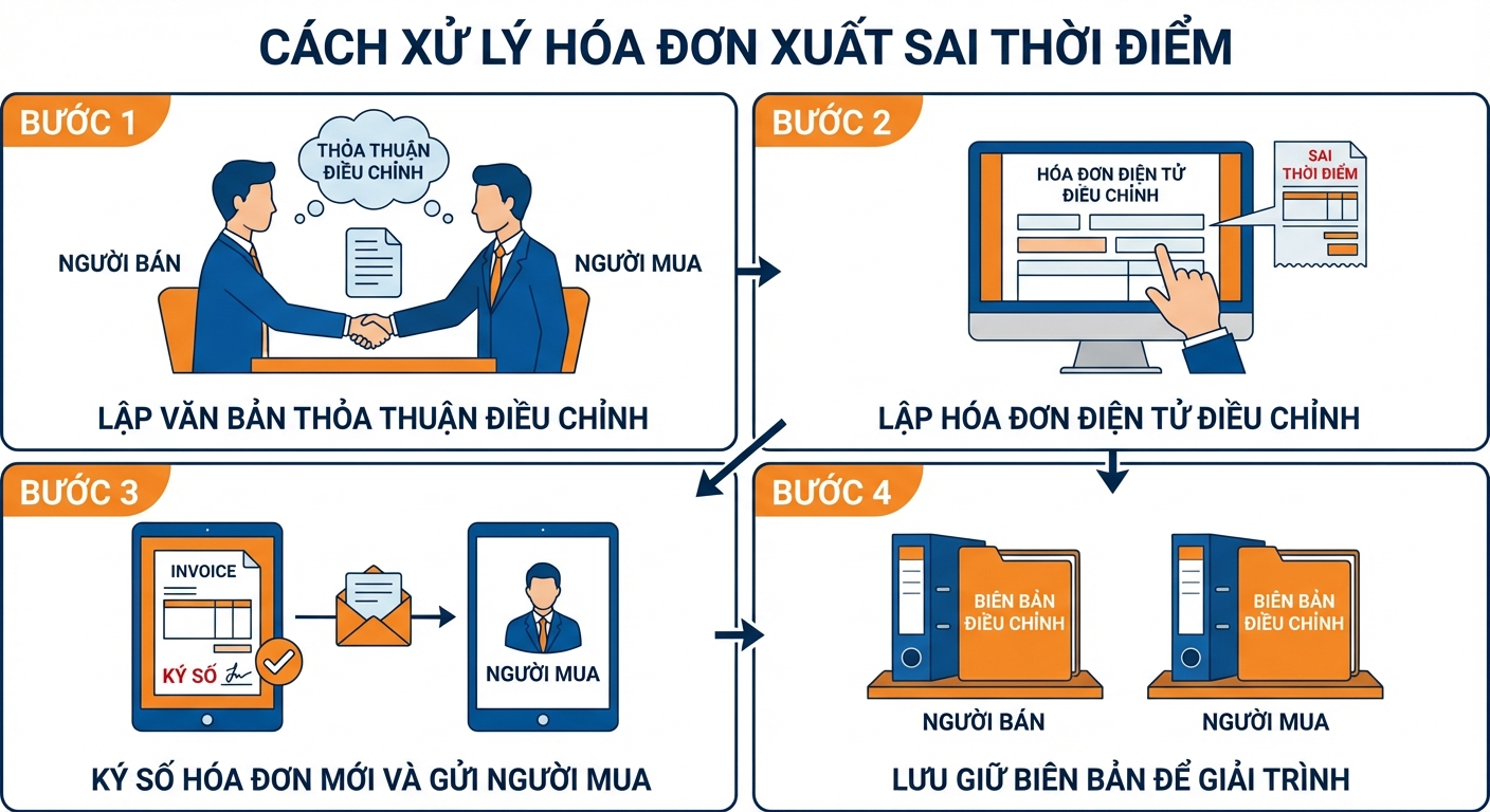 cách xử lý hóa đơn xuất sai thời điểm