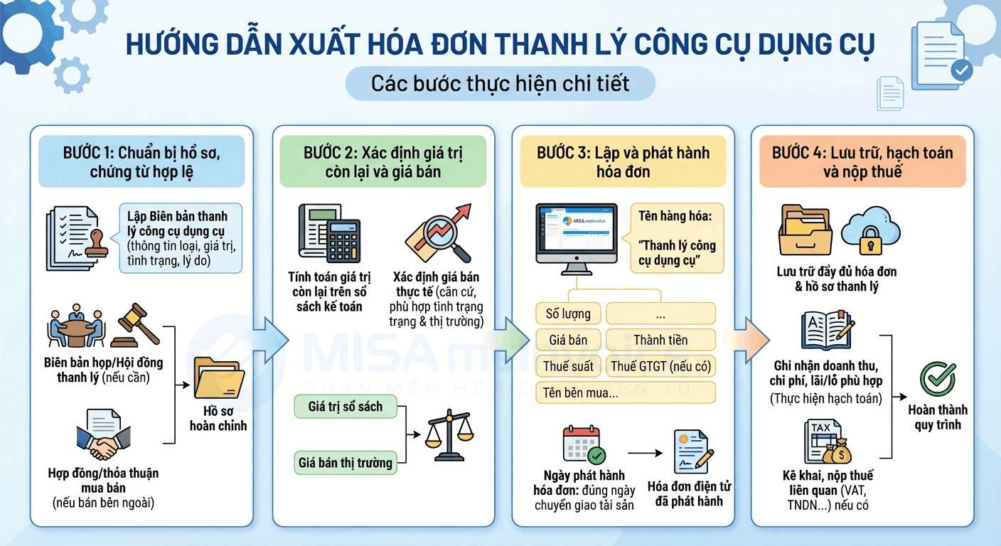 cách xuất hóa đơn thanh lý CCDC
