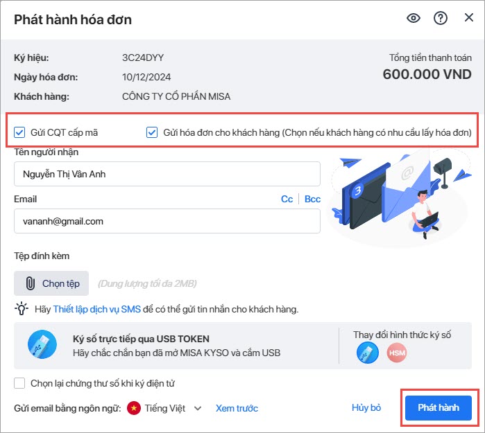 phát hành hóa đơn