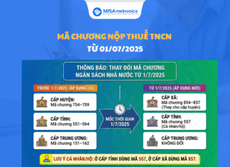 Mã chương nộp thuế TNCN từ 01/07/2025 mã chương nộp thuế TNCN