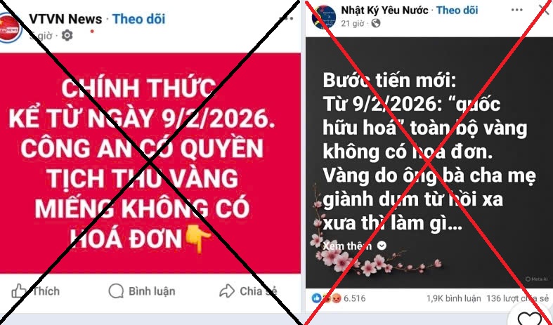 thông tin vàng sai sự thật