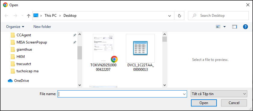 Tải file xml từ máy tính lên hệ thống