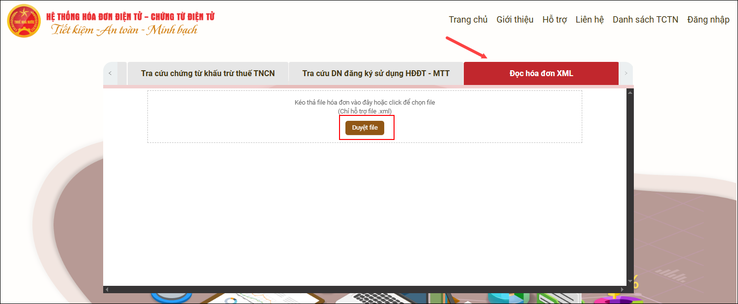 tải file XML lên hệ thống tra cứu
