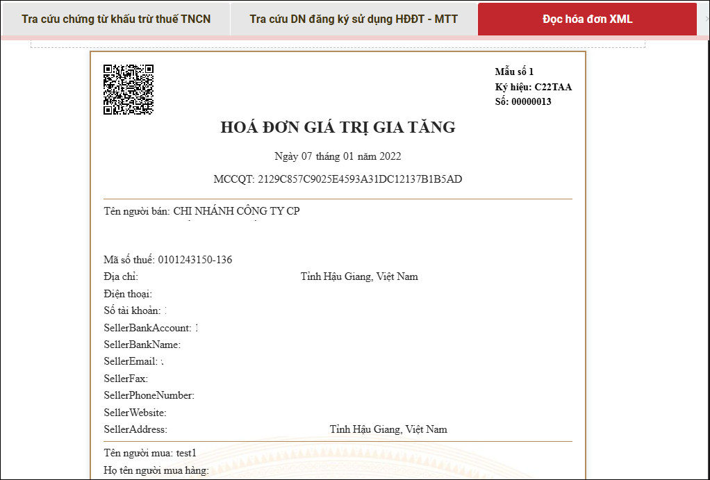 Hệ thống hiển thị thông tin chi tiết